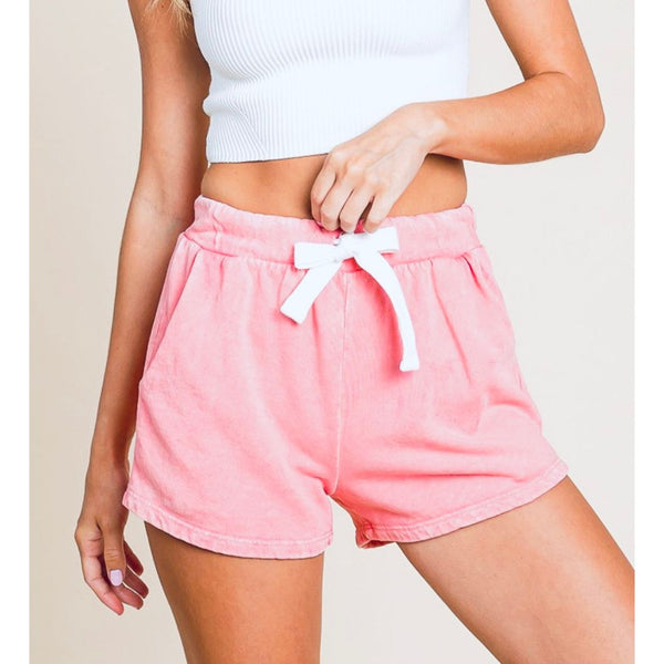 Janey Mineral Washed Terry Short | Pink - Joanna A. Boutique