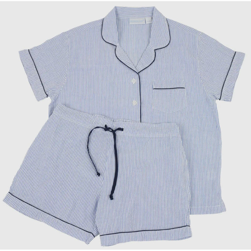 Blue Skies Cotton Seersucker Pajama Set - Joanna A. Boutique