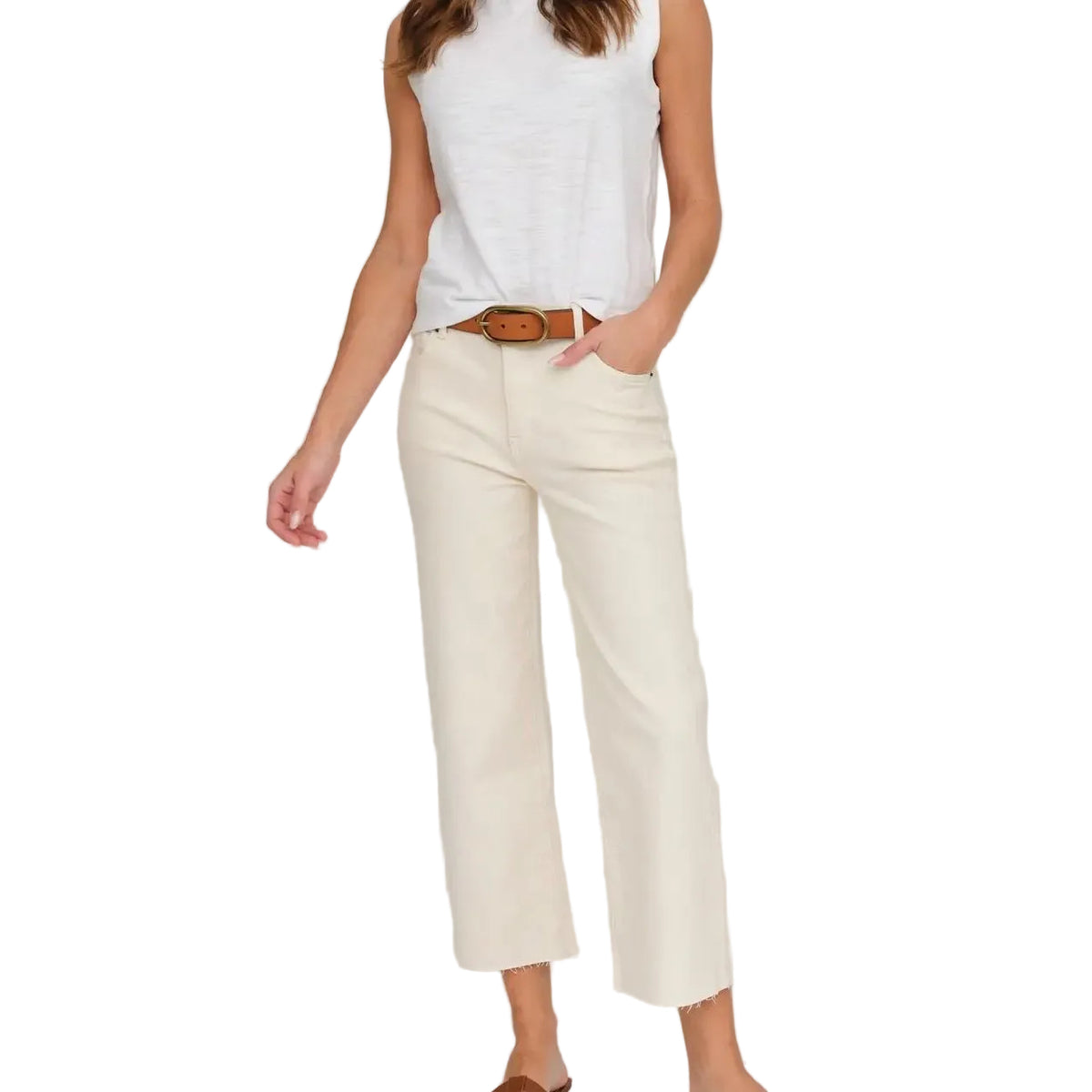 Aberdeen Wide Leg Jean | Ecru - Joanna A. Boutique