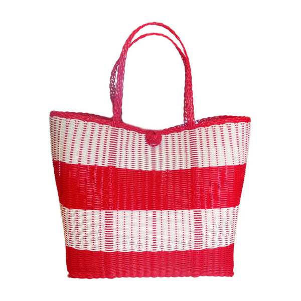 Bahama Woven Beach Bag | Red + White - Joanna A. Boutique