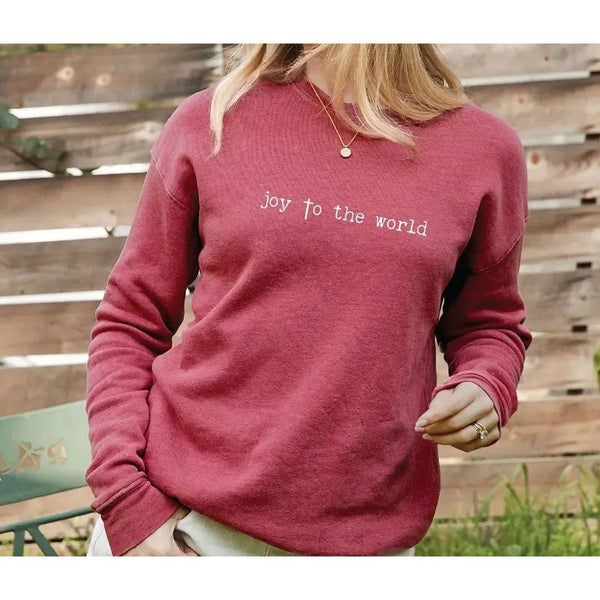 Joy To The World Mineral Washed Crewneck | Cranberry