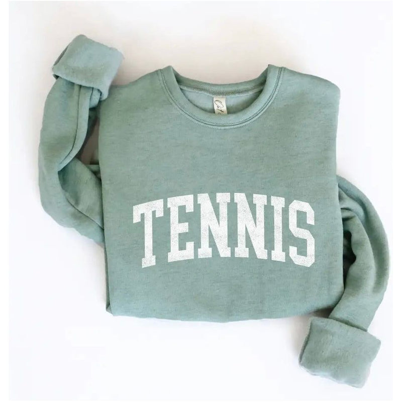 Tennis Crewneck | Heather Sage - Joanna A. Boutique