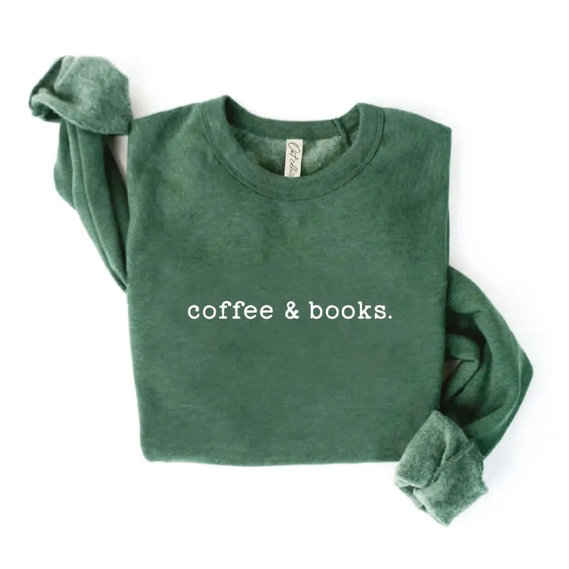 Coffee & Books Crewneck | Heather Forest