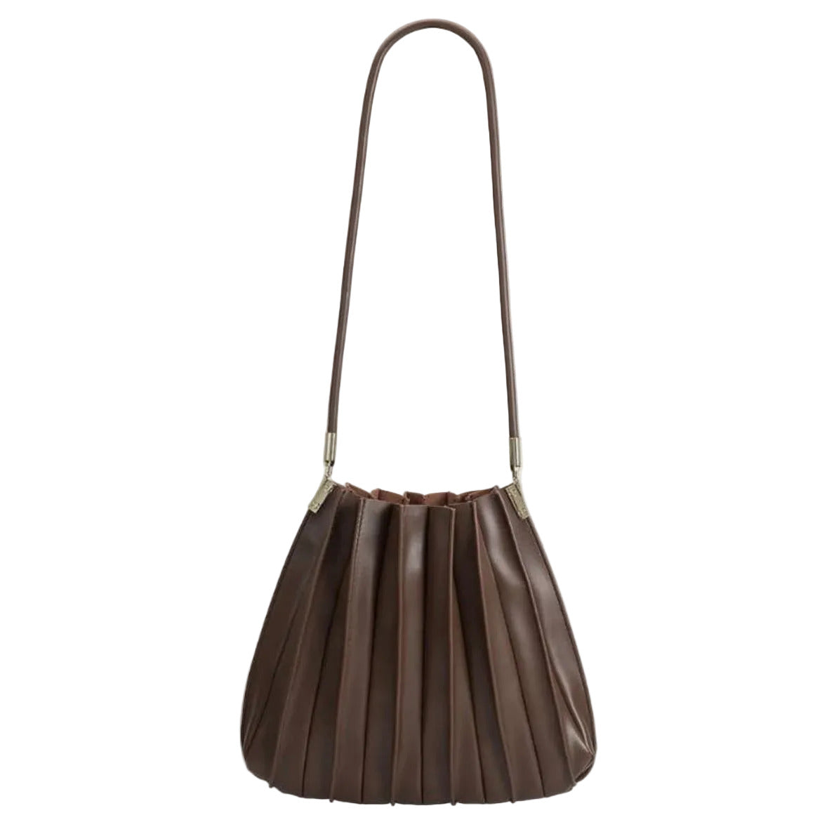 Carrie Pleated Shoulder Bag | Chocolate - Joanna A. Boutique