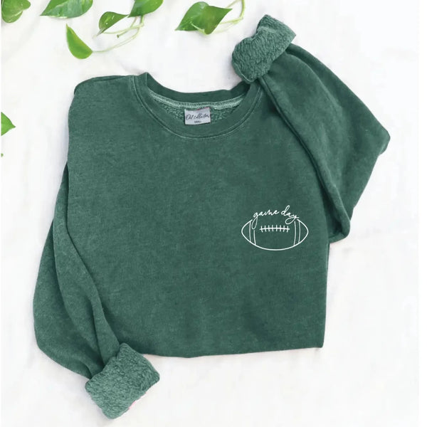 Gameday Mineral Washed Crewneck | Heather Forest - Joanna A. Boutique