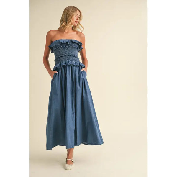 Gemma Denim Midi Dress - Joanna A. Boutique