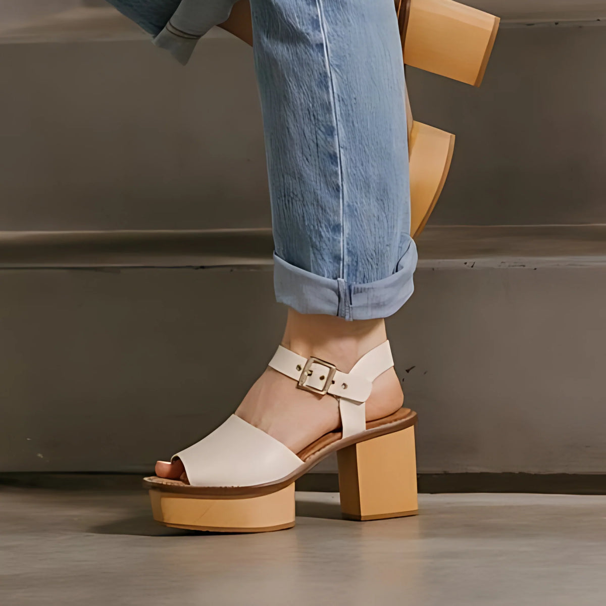 Groove Platform Sandal | Shell - Joanna A. Boutique