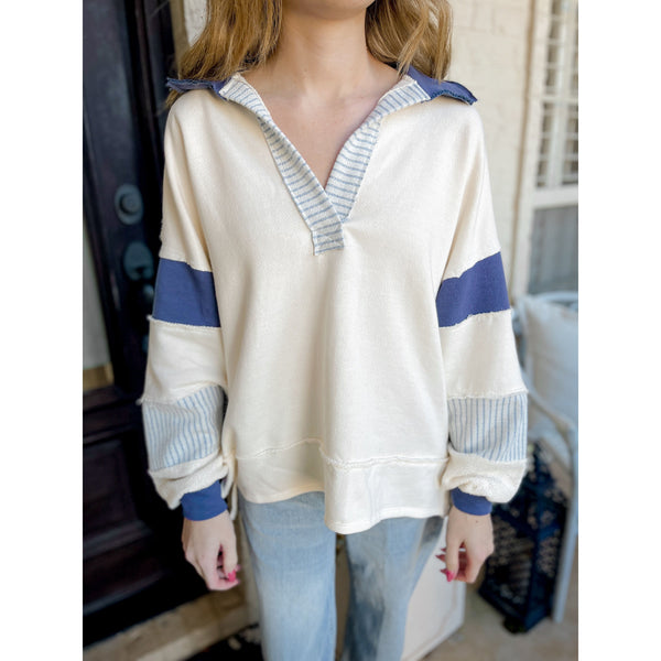 Billie French Terry Pullover | Navy - Joanna A. Boutique