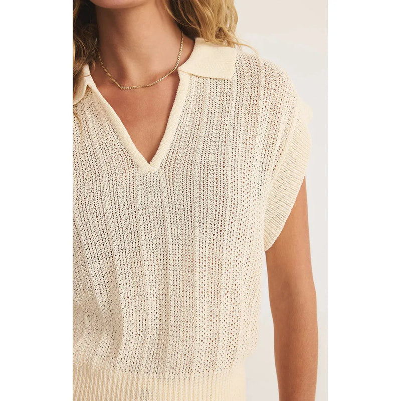 Lauden Polo Top | Sea Salt - Joanna A. Boutique