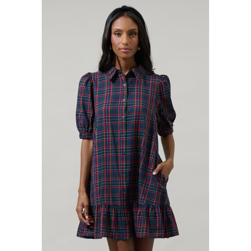 Levy Mini Shift Dress | Chapman Plaid - Joanna A. Boutique