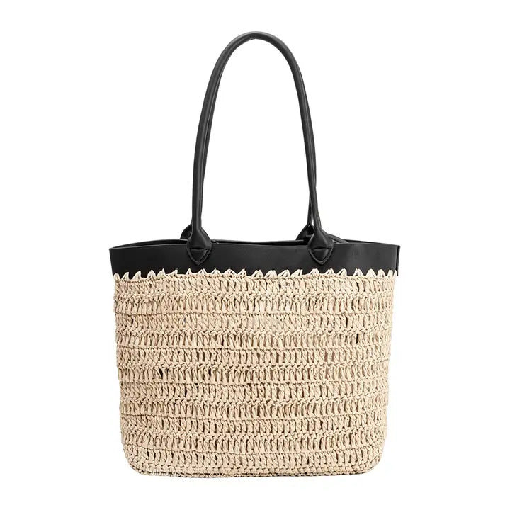 Lina Natural Straw Tote - Joanna A. Boutique
