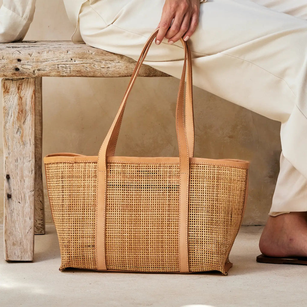 mero　room306 Braid Rattan Tote Bag Marianna Basket Weave Tote | Joanna A. Boutique