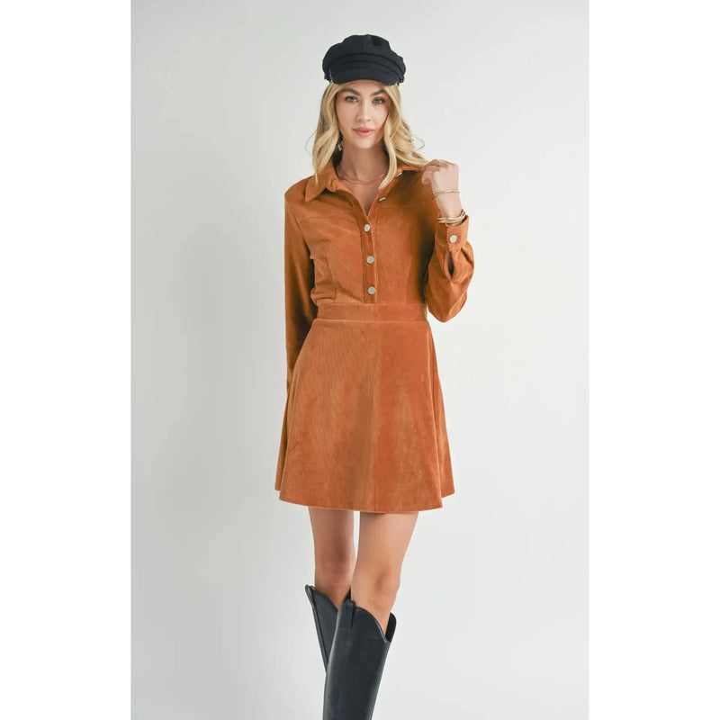 Millie Cord Shirt Mini Dress