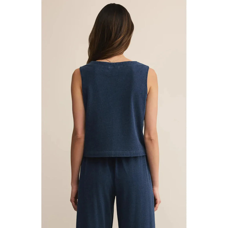 Solace Jersey Denim Top | Indigo