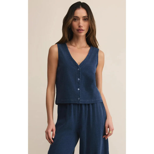 Solace Jersey Denim Top | Indigo