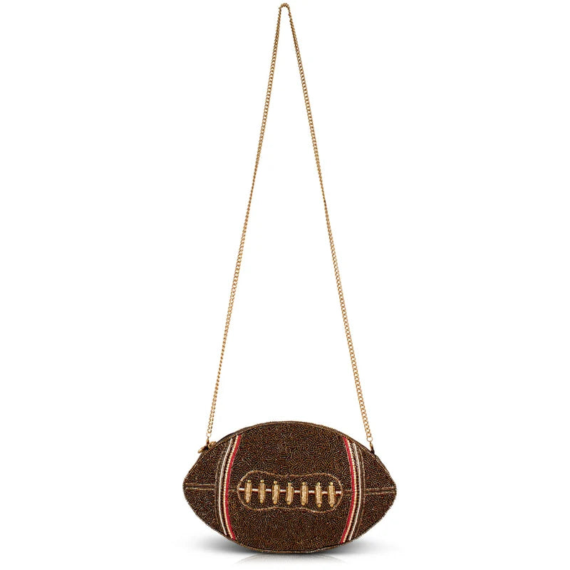 Huddle Up Beaded Football Bag - Joanna A. Boutique